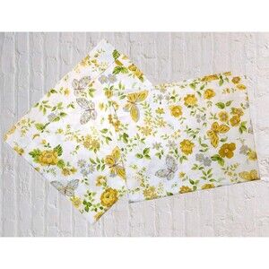 Vtg Grants Home Pillow Case Avacado Green Floral 42x36 Muslin Quilt Fabric 70s